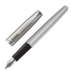 Ручка перьевая PARKER "Sonnet Core Core Stainless Steel CT", корпус серебристый, палладиевые детали, черная, 1931509