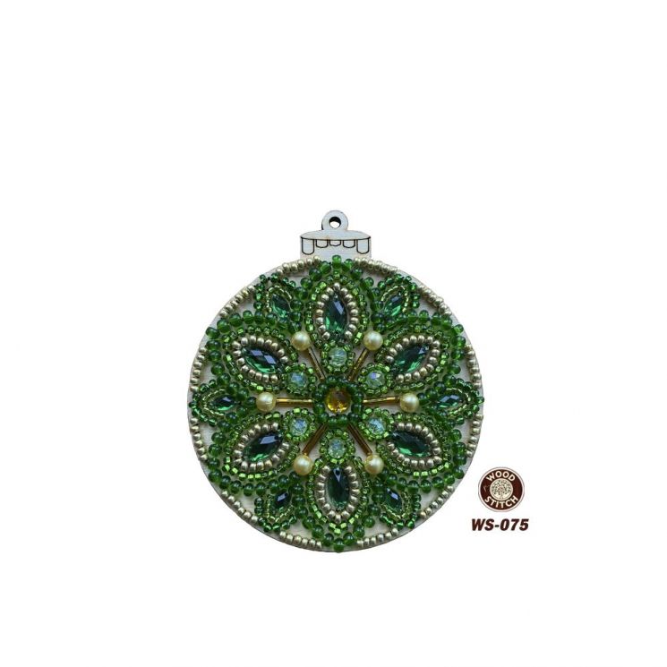Набор для вышивания бисером WoodStitch "Новогодний шар-15" с декоративными элементами 10х11, WS-075